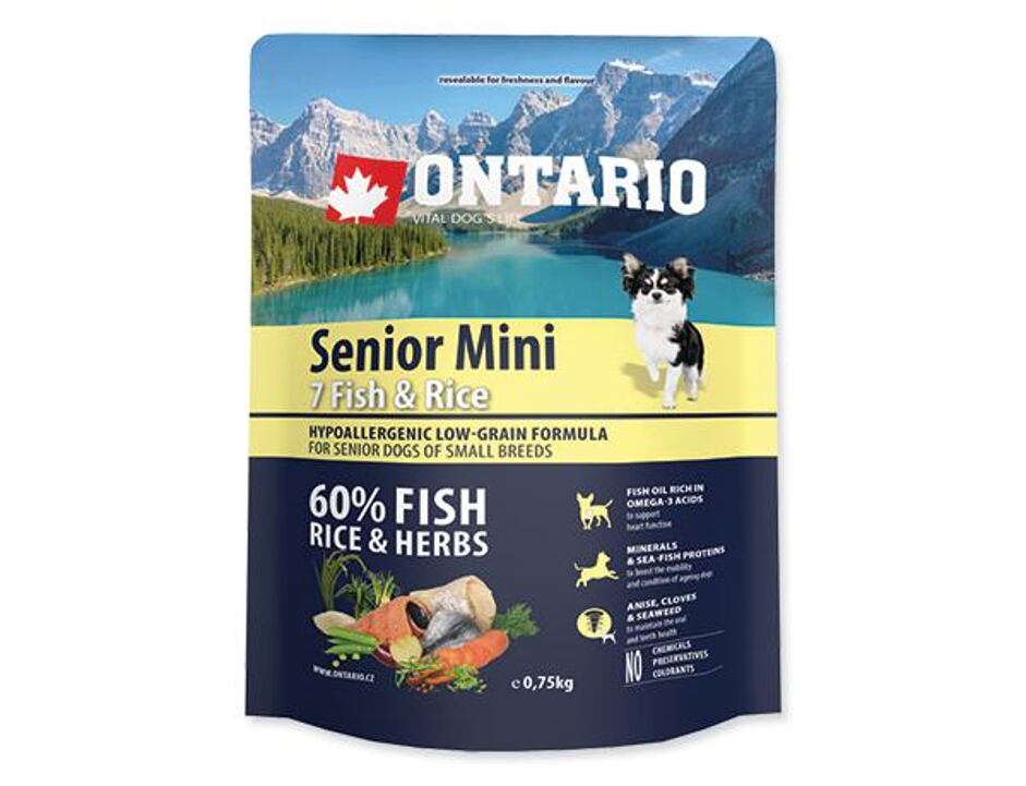 ONTARIO Senior Mini Fish & Rice 0,75kg